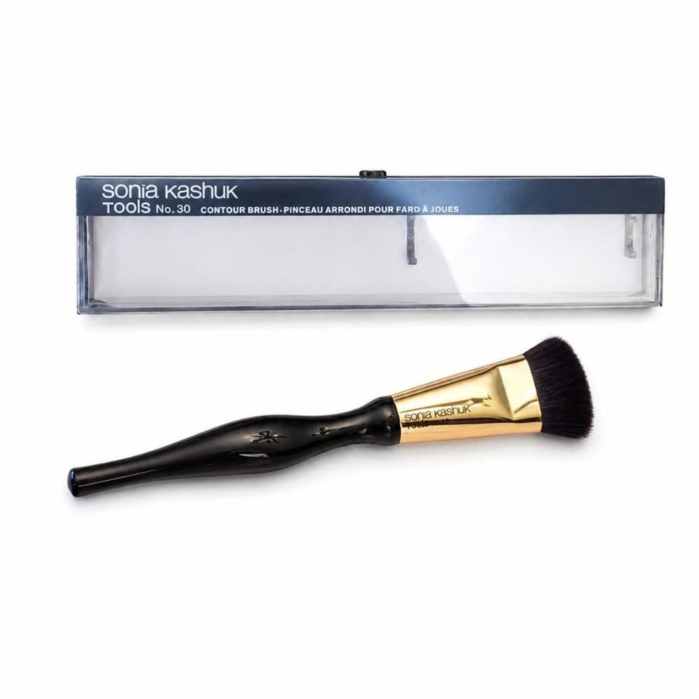 Sonia Kashuk Tools No. 30 Contour Brush Makeup Cheek Brush Black Gold NEW
